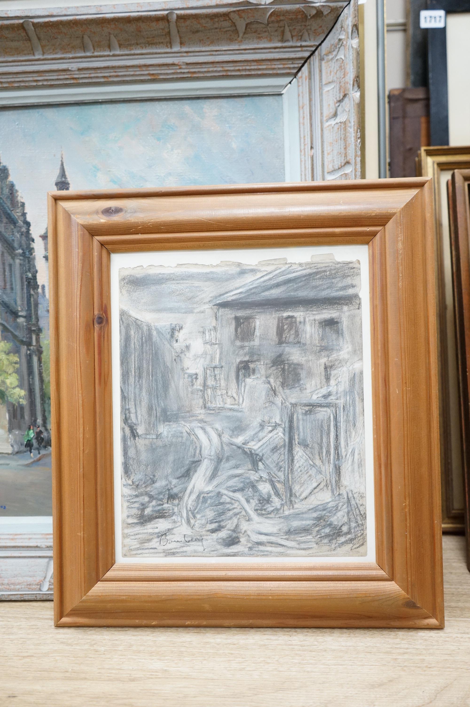 Modern British, graphite chalk on paper, 'War damage', bearing signature Bomberg, 27.5 x 23cm